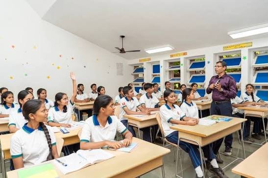 Higher secondary students studying