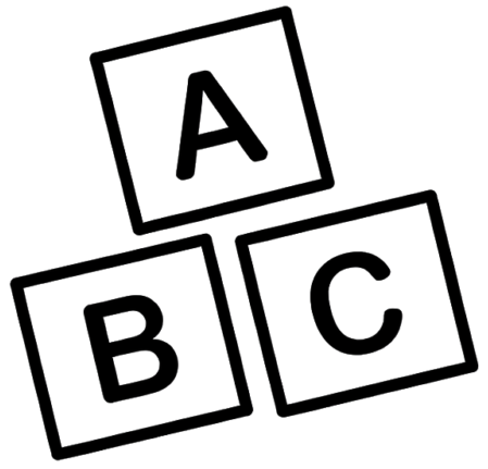 Alphabet blocks and pencil